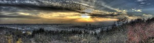 Čertův vršek - Pohleda na Prahu při západu slunce