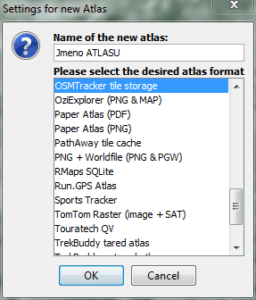 Volba atlasu v Mobile Atlas Creator